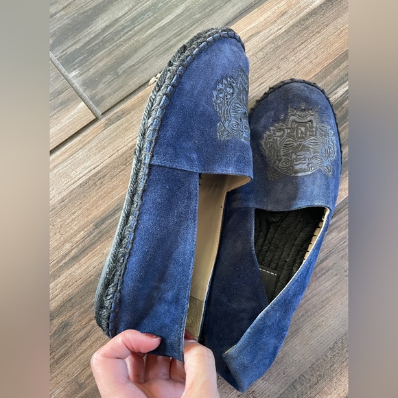 Kenzo Women's Navy Suede Loafers with Embossed Tiger Size 37 - Picture 4 of 6